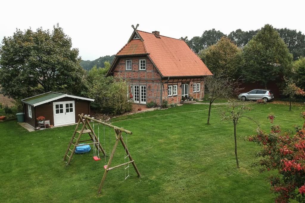 Villa Fachwerk-Ferienhaus, Ruhe auf dem Land, Haustiere willkommen, Leihfahrräder Kirchlinteln Exterior foto